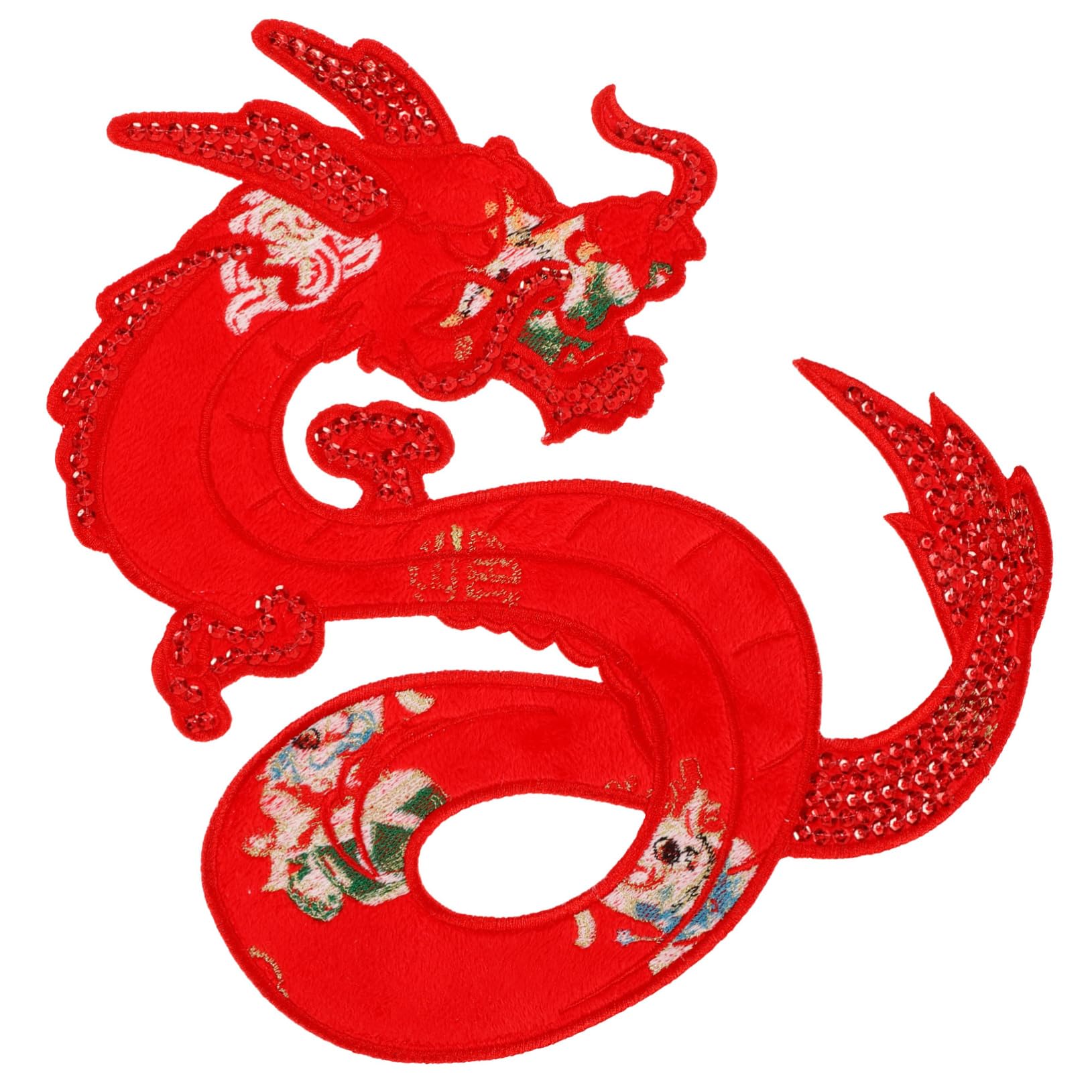 Dragon Embroidered Patch for DIY Clothing Repair Applique Decor for Jackets Bags and Hats - Red Dragon Design