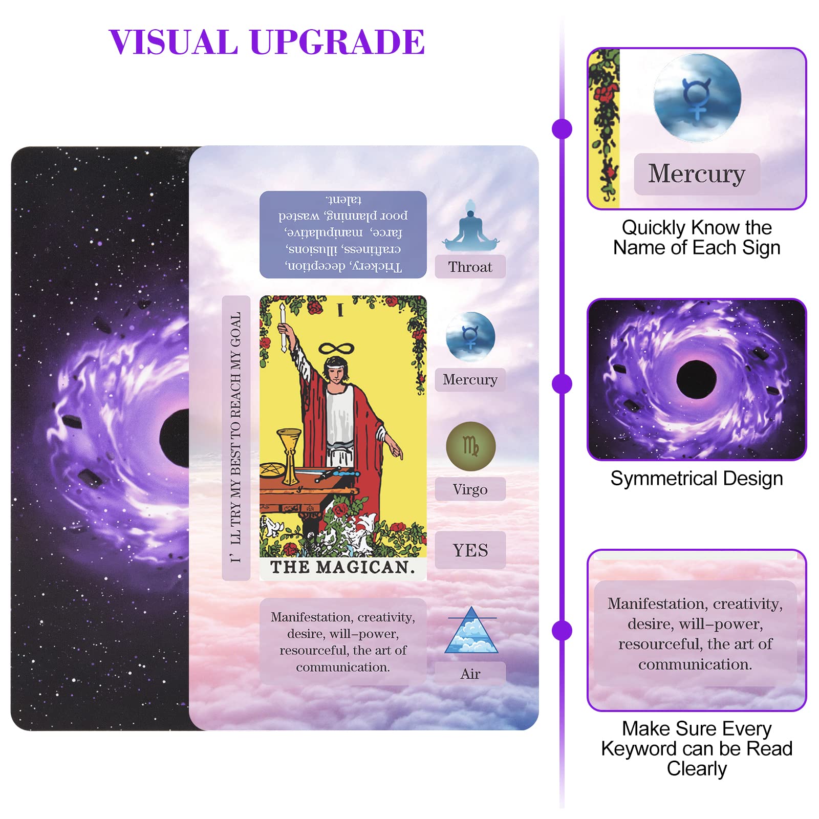 XSYLOHXL Tarot Cards with Meanings on Them for Beginners Classic Learning Training Tarot Deck Set with Message for Reading