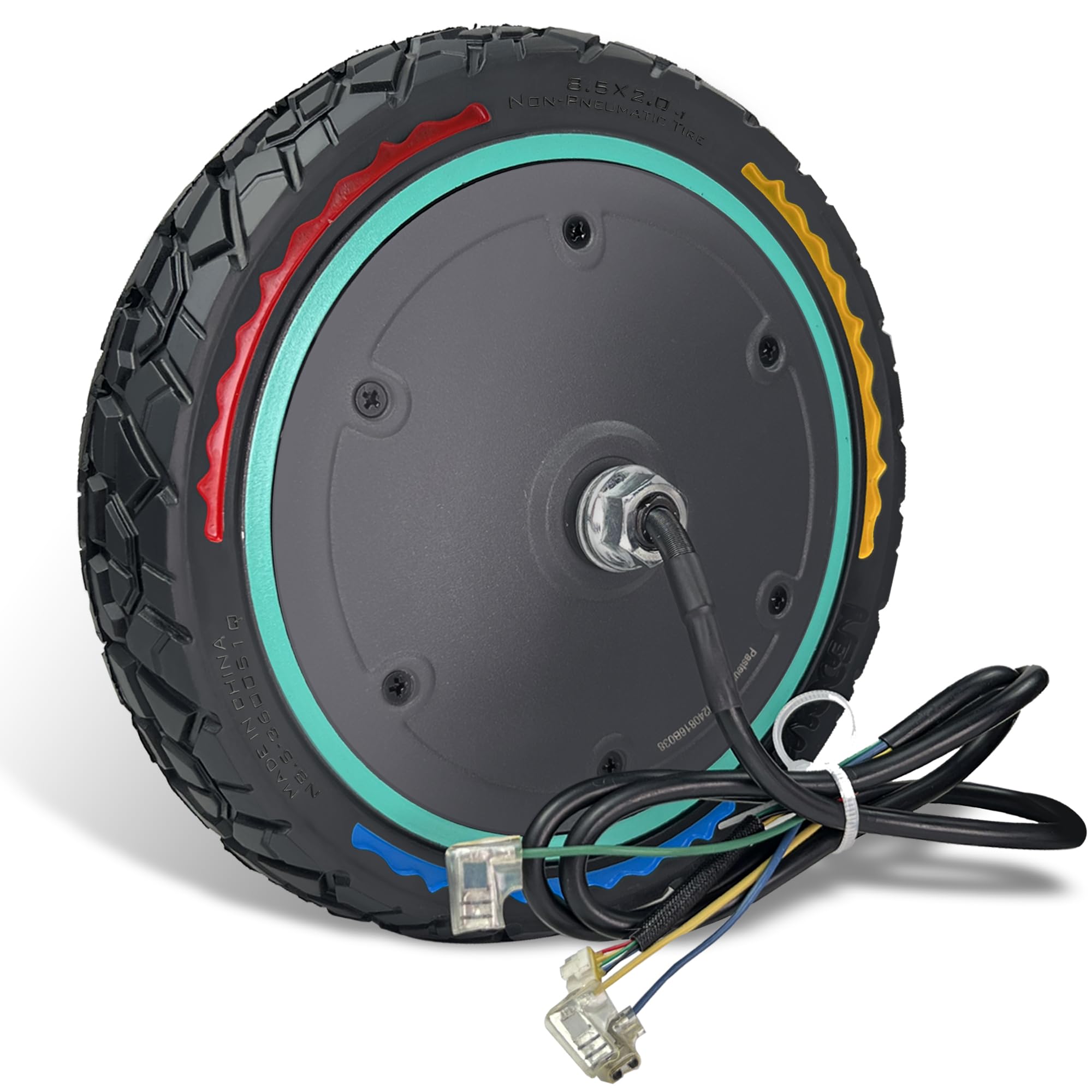 Photo 1 of Felixstory 8.5x2.0 Inch Hub Motor Tire Fit for Xiaomi M365/Pro Electric Scooter, 36V 250W Front Wheel Assembly, 27 KM/H, 50/75-6.1 8 1/2x2 Solid Tire, Explosion-proof, Non-slip, Easy to Install