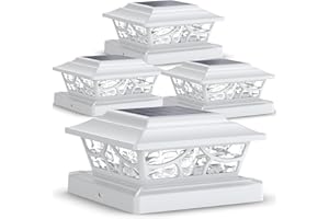 SIEDiNLAR Solar Post Cap Lights Outdoor 4 Modes Deck Fence Post Light for 4x4 5x5 6x6 Vinyl Wooden Posts Patio Garden Decor, Warm White & Cool White Dynamic Lighting White (4 Pack)