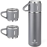 Stainless Steel Thermo 500ml/16.9oz Vacuum Insulated Bottle with Cup for Coffee Hot drink and Cold drink water flask.(Gray,Set)