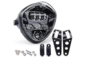 KXGTY Motorcycle LED Headlight 7inch Hi Lo Beam White&Red DRL with Universal Motorcycle Mounts Bracket Compatible with Harley Davidson,Kawasaki,Ducati,Suzuki,Yamaha,Victory,Honda,Triumph,Indian