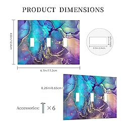Purple Blue Abstract Marble 3 Gang Toggle Light
