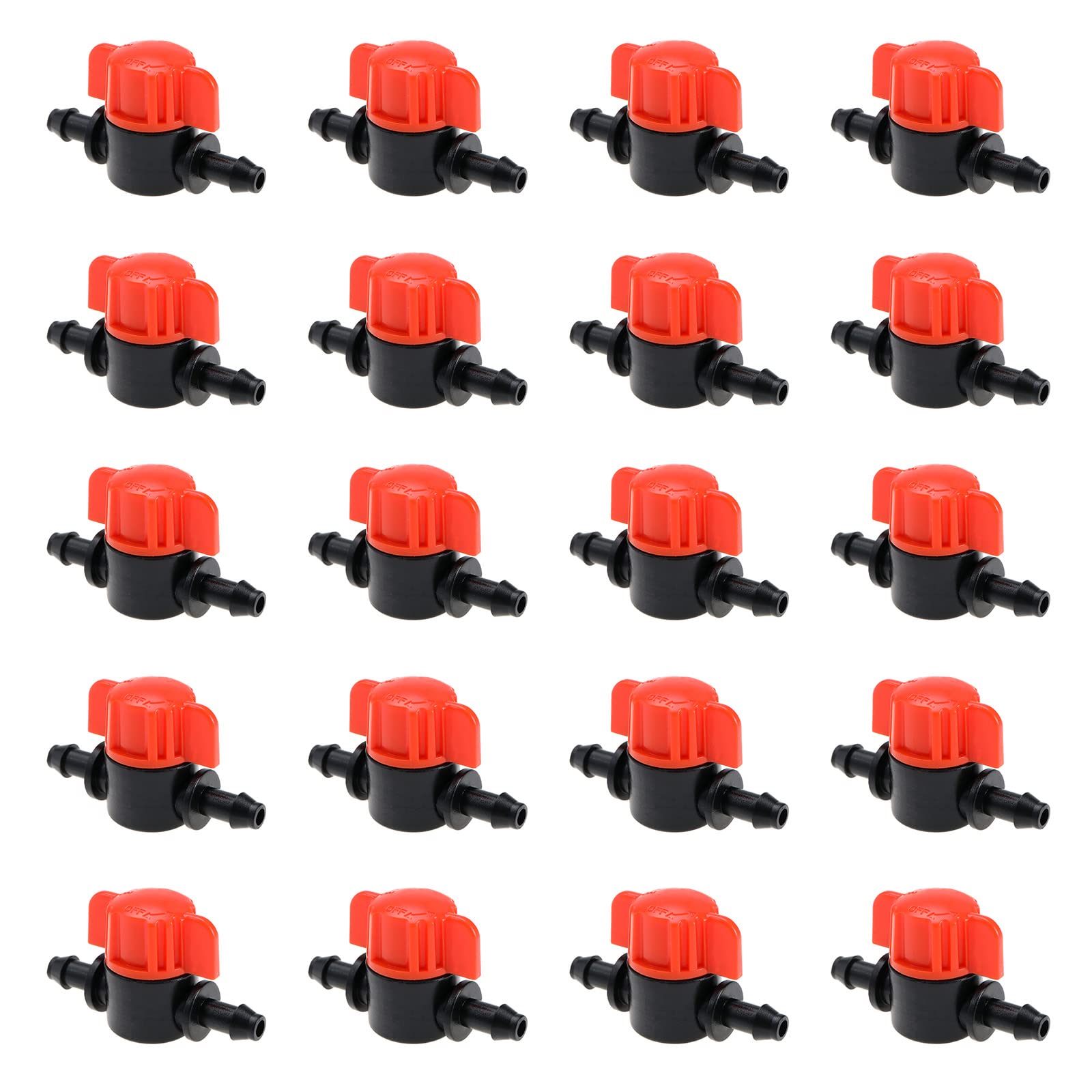 The Lord of the Tools 20PCS Drip Irrigation Barb Shut-Off Valve Barbed Ball Valve Tubing Coupling Valve for 1/4-Inch 4mm ID 7mm OD Tube Drip Irrigation Systems Gardens Farmland Greenhouses