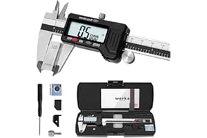 werka Digital Caliper, 0-6” Calipers Measuring Tool, Micrometer Caliper with 0.001”High-Accuracy,Inch/Fraction/Millimeter Conversions Button,4 Measuring Ways, Stainless Steel Construction 6000150