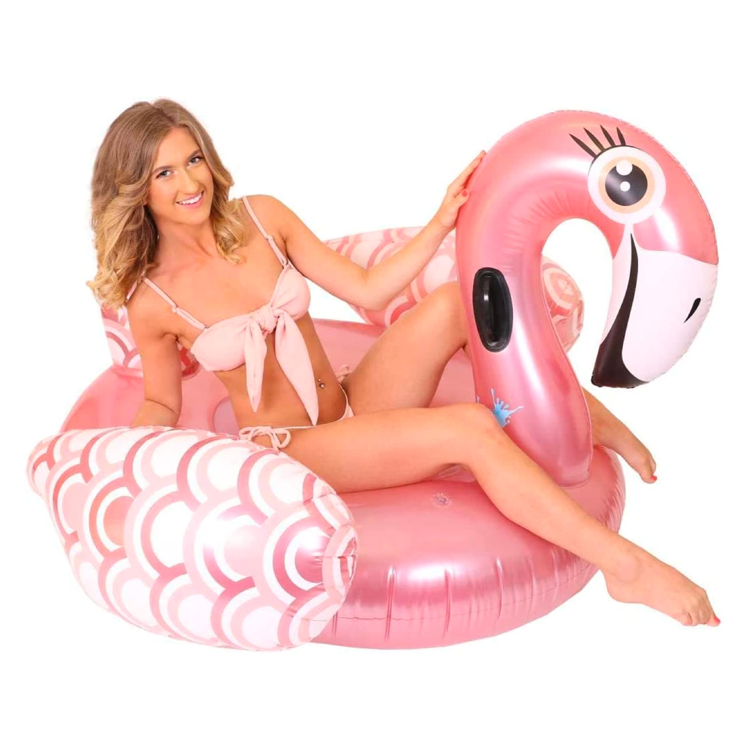 I Love Fancy Dress Ltd Giant Flamingo Pool Float - Pink Pool Lounger Inflatable Swimming Pool Floater - 5 Ft X 5ft X 3 Ft / 150 X 150 X 90 Cm