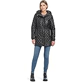 kate spade new york womens Water Resistant Quilted Hooded Jacket With Adjustable Waist