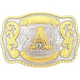 Western Belt Buckle Initial Letters ABCDMRJ to Z Cowboy Belt Buckle, Rodeo Buckles for Men & Women Fits Up to 2 Inch Belts