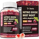 Beet Root Nitric Oxide Booster Gummies with L-Arginine, L-Citrulline, Grape Seed, Pomegranate for Man & Woman Pre Workout - Heart, Energy, Muscle & Circulation Support Vegan, NON-GMO, Sugar Free