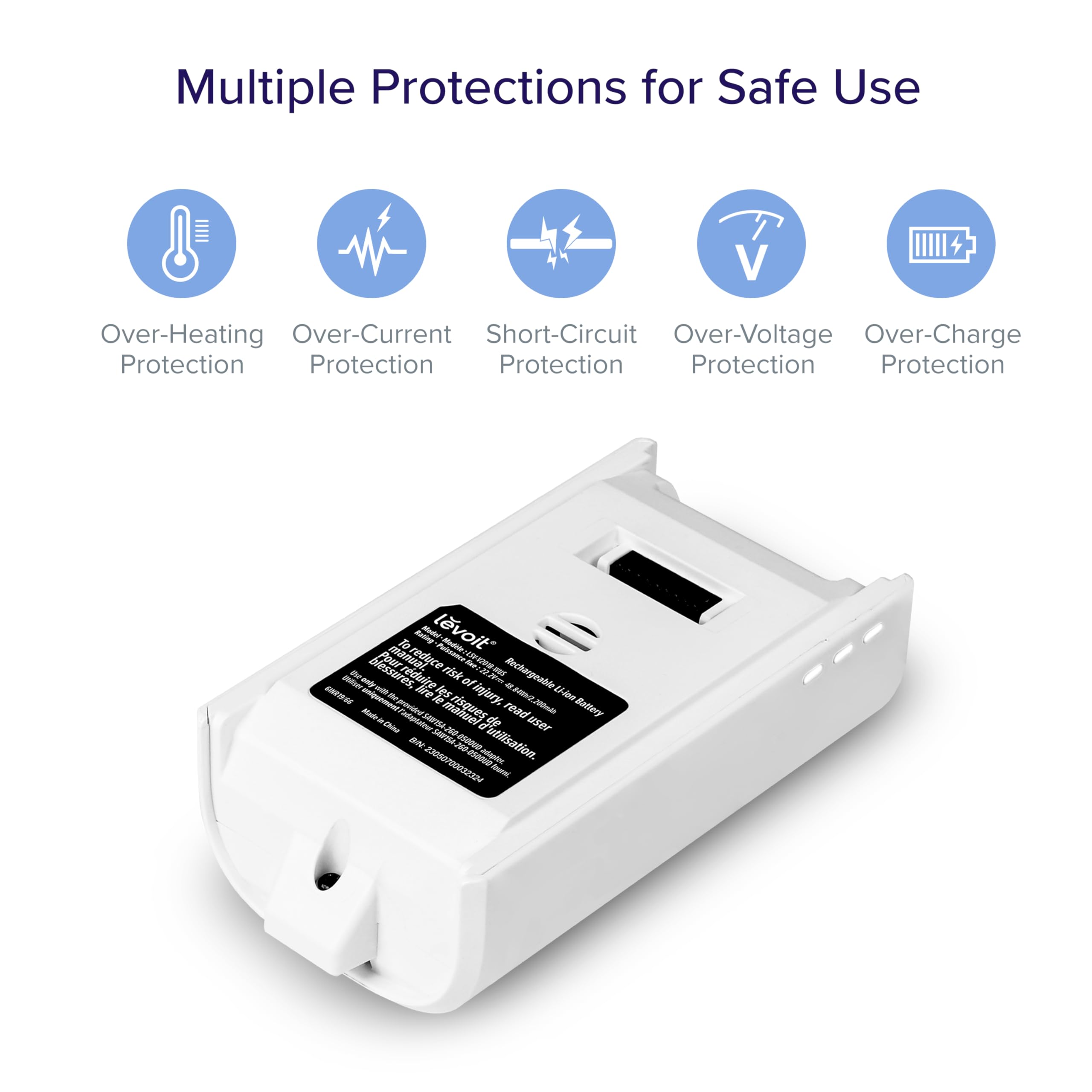 LEVOIT LVAC-200 Cordless Vacuum Cleaner Replacement Battery, 2200mAh, Up to 50 Minutes Runtime