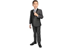 Ferrecci Reno 5-Piece Boys Suit Satin Shawl Collar & One Button Boys Tuxedo Jacket with Dress Pants, Vest, Shirt & Bow Tie