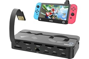 Unitek Switch Dock Station, Game Card Reader with 4K HDMI/USB 3.0/USB-C Charging Ports, Portable Nintendo Switch Docking Repl