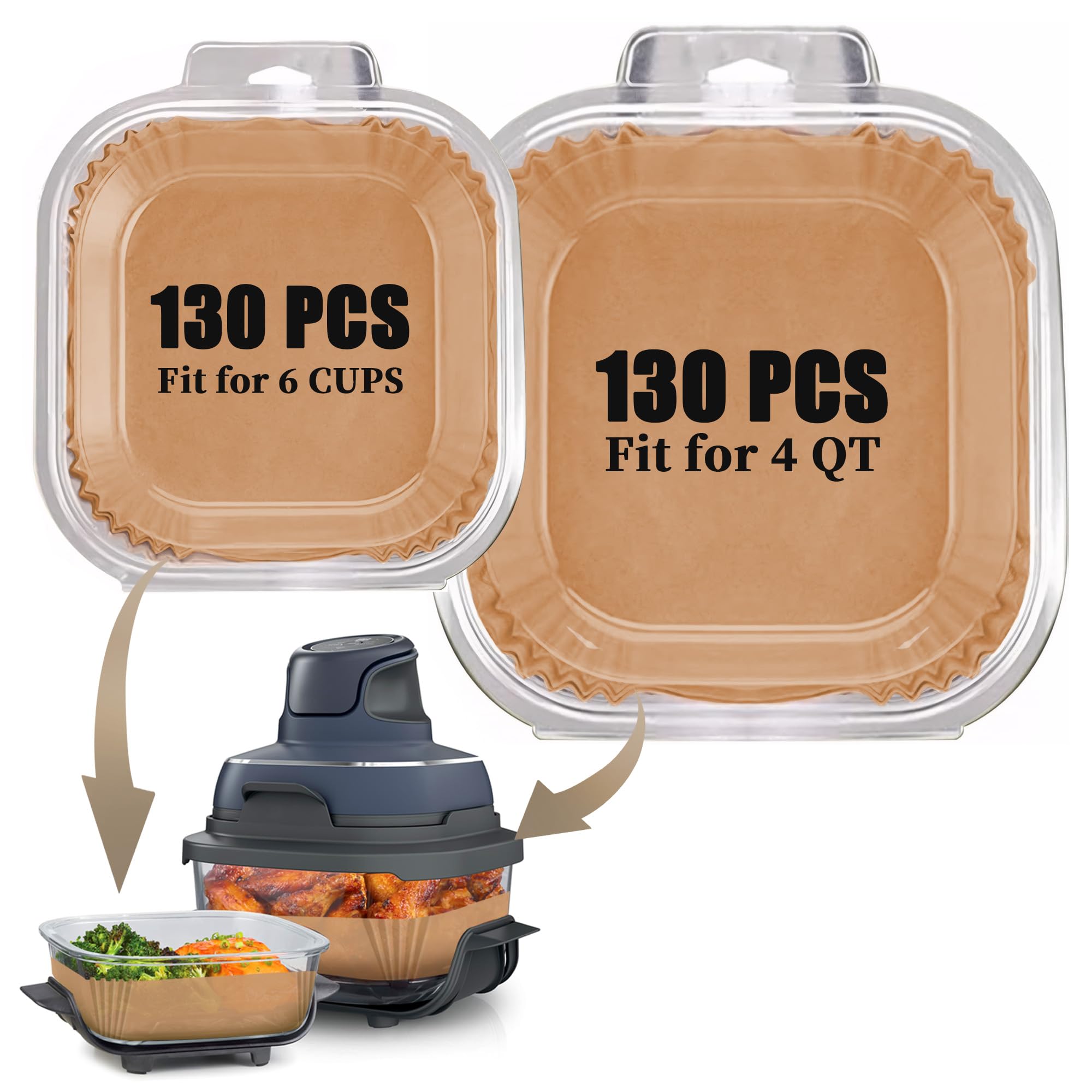 Photo 1 of 260pcs Air Fryer Liners disposable for Ninja Crispi, Parchment Paper Sheets Air Fryer Accessories for Ninja Glass Portable Cooking System