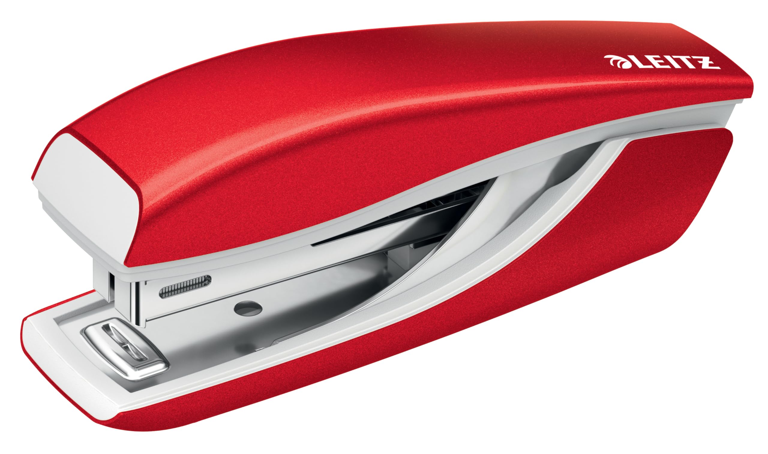 Leitz Wow Mini Stapler, Metallic Red Stapler, 10 Sheet Capacity, Ergonomic Metal Body, Includes 1000x Staples, 55281026