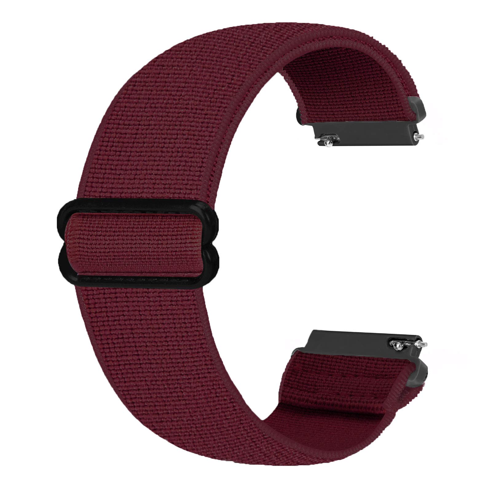Ecogbd 20mm Elastic Replacement Watch Strap Compatible with Galaxy Watch Active/Active2 40mm 44mm/Garmin Vivoactive3, Soft Fabric Nylon Straps for Women Men (Wine red)