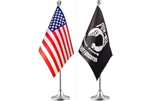 WXTWK 2 Pack American USA POW MIA Desk Flag Small Mini US Military Table Flags With Stand Base,United States Army Festival Events Celebration Decorations