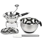 FESKA Food Mill Stainless Steel with 3 Grinding Discs, Milling Handle & Stainless Steel Bowl - Food Mill for Tomato Sauce inc