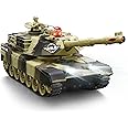 Remote Control Tank for Boys - Kids Simulated Army Tank Toy, 1:28 Scale 8 Channels RC Tanks with Toy Soldiers, 2 Batteries, Rotating Turret & Sound, Military Toys Great Gift for Boys Age 8 9 10