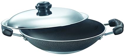 Prestige Omega Select Plus Residue Free Non-Stick Deep Appachetty with Lid, 20cm,Black and