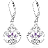 Scottish Thistle Jewelry Gifts Sterling Silver Scotland Thistle Drop Earrings Celtic Scottish Jewelry Gifts for Women