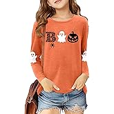 LAZYCHILD Boys Girls Halloween Shirt for Kids Pumpkin Ghost Graphic T-Shirt Boo Tops 5-14 Years