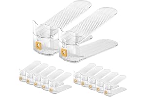 CiBiZi Clear Shoe Slots Organizers Shoes Stacker Organizer for Closet Shoe Stackers for a Pair of Shoes Shoe Display Shelf Organizador de Zapatos Shoe Rack Holders Space Saver Clear 12PACK