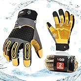 Vgo... Winter Work Gloves for Men, Cold Weather Waterproof Safety Work Gloves,Freezer Gloves,Cow Leather,Touchscreen(2 Pairs,M,Gray,CA7724FW)