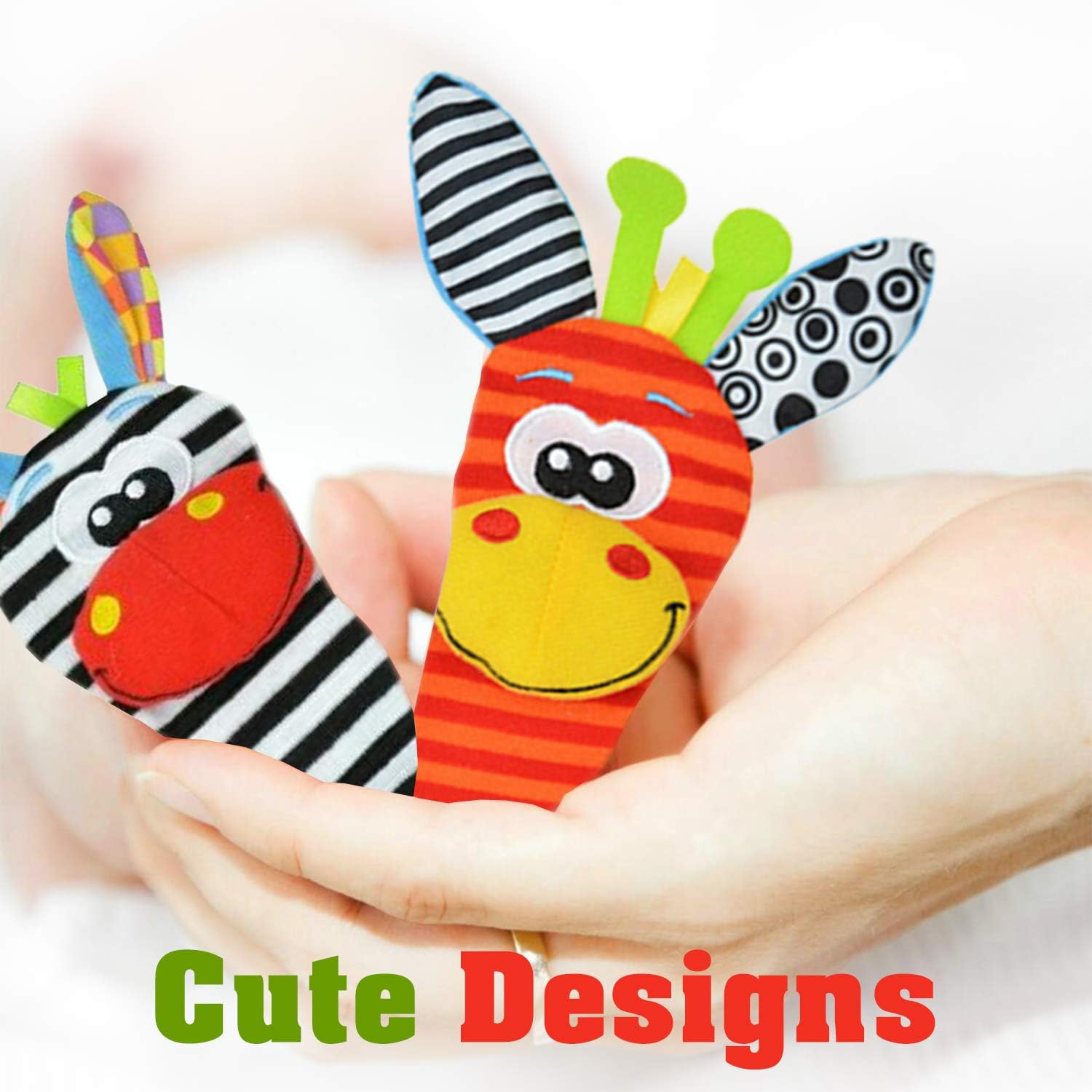 Baby Foot Finders Wrist Foot Rattles for Babies Baby Sensory Toys Socks Baby Rattle Gifts Toddler Newborn Girls Boys Boy Girl 0-3 3-6 6-9 9-12 Months Toy 2 Wrists & 2 Socks Gift (Unisex) - Image 5