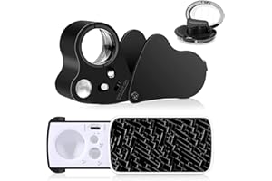 SUNJOYCO 2PCS Illuminated Jewelers Loupe, 30X 60X 90X Jewelry Loop Eye Loupe Magnifier, Foldable Jewelry Magnifier Gem Loop, Magnifying Glass with Light, Jewelers Eye Loop for Jewelry Coin Gem Stamp Watch Rock