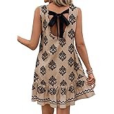 BLENCOT Womens Boho Dress Sleeveless Ruffle Mini Summer Vacation Casual Dresses
