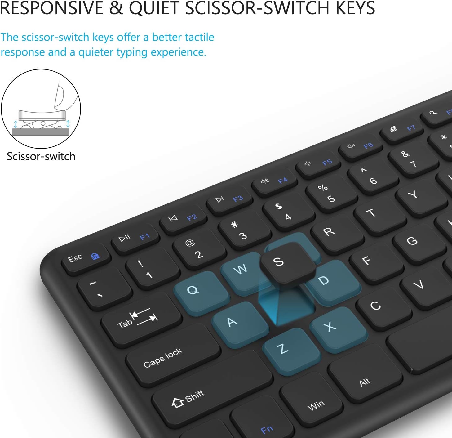 Wired Keyboard and Mouse, Jelly Comb Ultra Thin Full Size USB Wire Corded Keyboard Mouse Combo Set with Number Pad for Computer, Laptop, PC, Desktop, Notebook, Windows 7, 8, 10 (Black): Computers & Accessories
