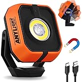 Anylight Led Work Light with 4 Modes ,1200LM Portable COB Magnetic Light ,3350mAh Recharge Spotlight and Floodlight,150° Rota