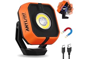 Anylight Led Work Light with 4 Modes ,1200LM Portable COB Magnetic Light ,3350mAh Recharge Spotlight and Floodlight,150° Rota
