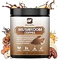 Mushroom Coffee - Lions Mane Mushroom Powder Instant Coffee with Lion's Mane, Reishi, Chaga, Cordyceps, and Turkey Tail - Mushroom Coffee Alternative for Energy,Focus, Brain Booster - Chocolate