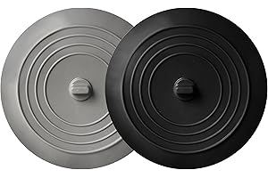 HILLTOP PRODUCTS 2 Pack - Black and Gray 6" Kitchen Sink and Bathtub Stoppers Set for Standard Kitchen Sink Drain and Bathtub Drain