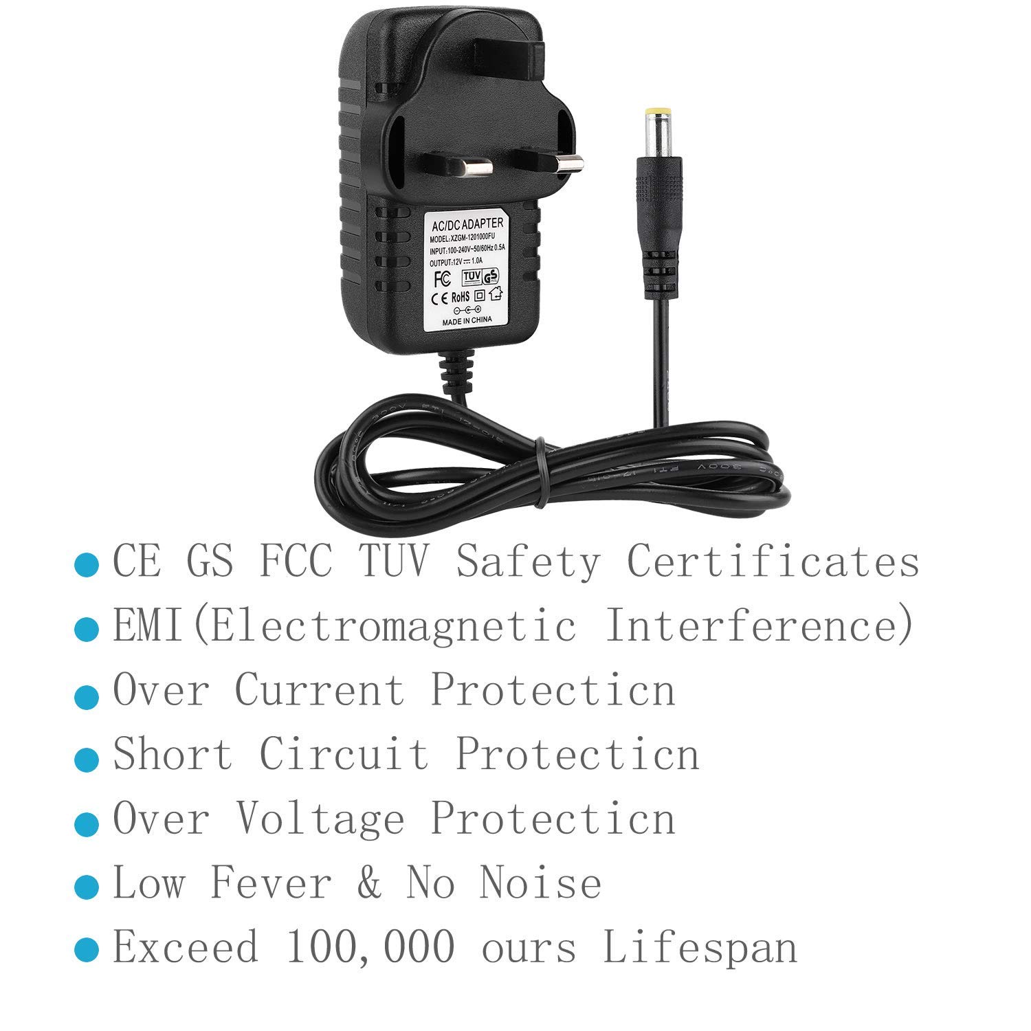 EFISH LED Lighting Power Supply,12V 1A 12W Power Adapter with 9 Selectable Adapter Conversion Heads