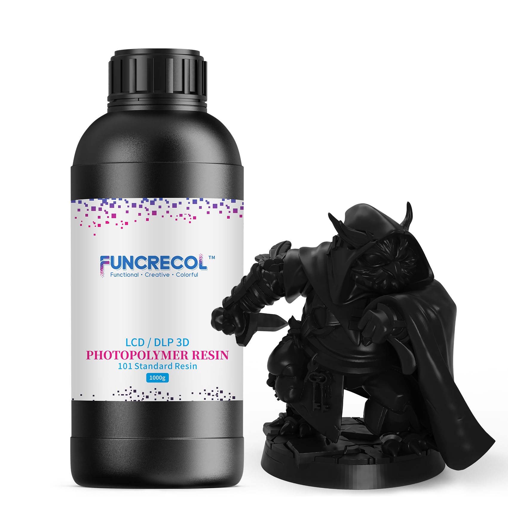 Photo 1 of FUNCRECOL 3D Printer Resin,405nm Standard Photopolymer Resin for DLP/LCD 3D Printing High Precision Fast UV-Curing Resin Skin, 1000g