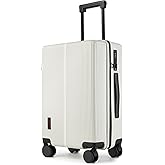 Hulsin Carry On Luggage with TSA Lock, Carry on Suitcase 22x14x9 Airline Approved, Carry-on luggage with 360° Spinner Wheels, Hardside 20 Inch Lightweight Hard Shell Suitcase (White, 20-Inch)