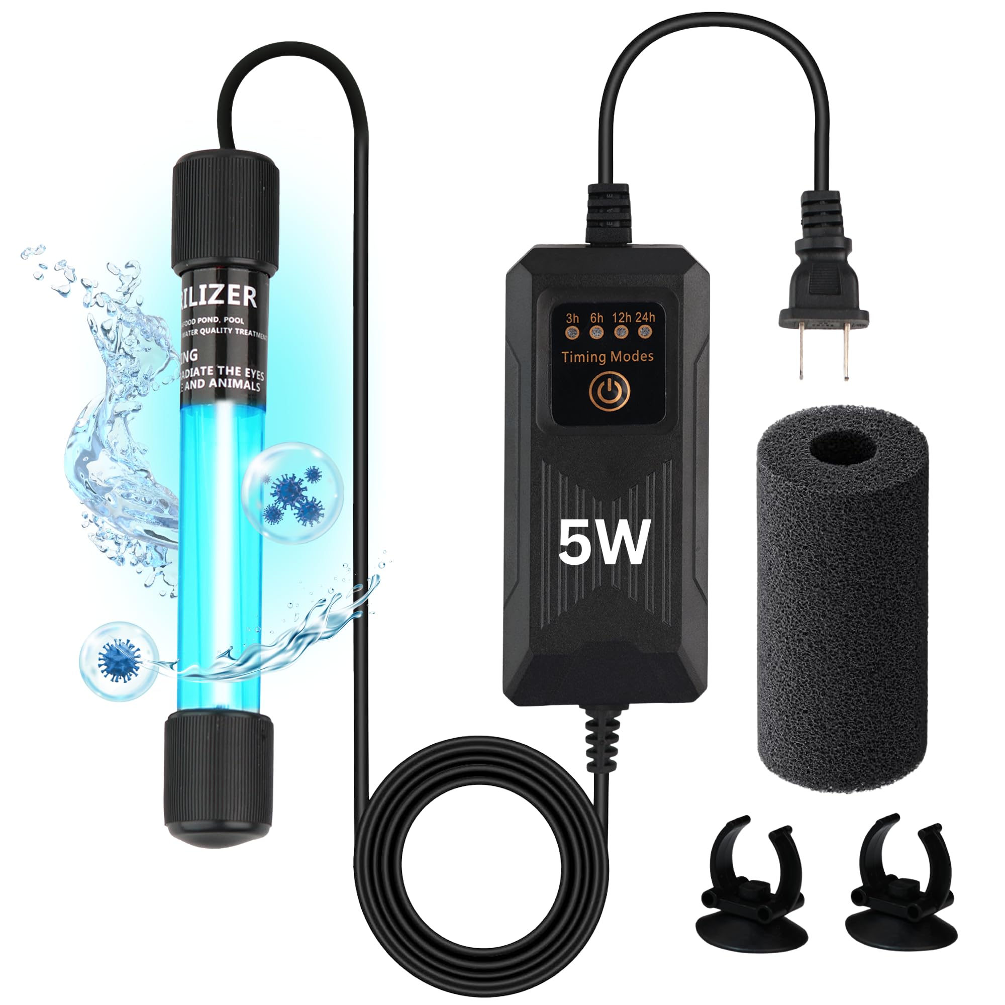 Photo 1 of 5W UV Light for Aquariums with 4 Timer Modes | UV-C Clean Light for Use in Sump Areas, Filters, Top Filter Boxes & Small Ponds – Keeps Fish Tanks Clear & Healthy