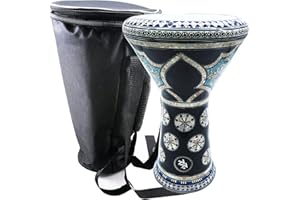 The 17.5" Zaza Percussion Egyptian Mother of Pearl Darbuka Doumbek (Blue Orchid)