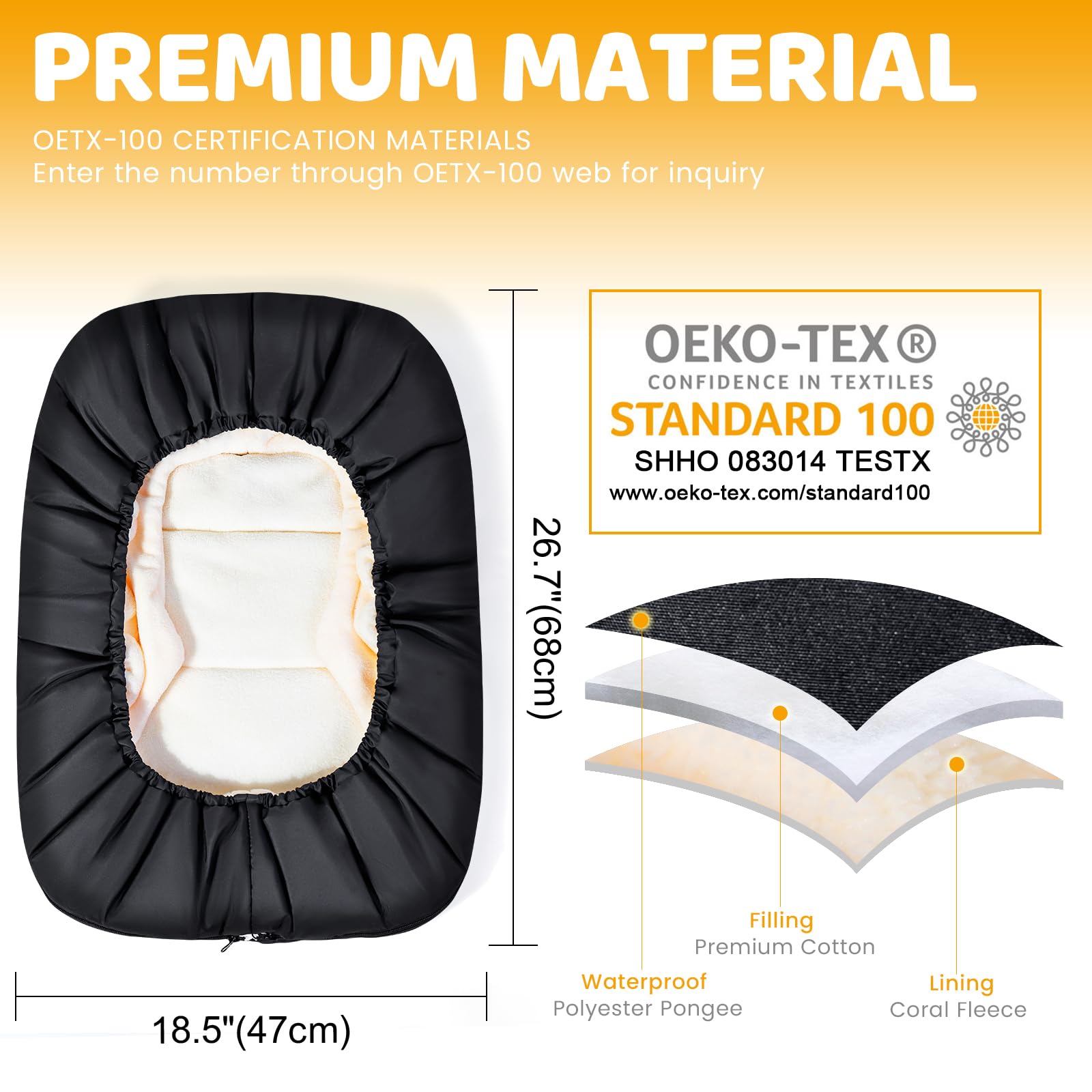 Orzbow Car Seat Covers for Babies Winter, Universal Baby Car Seat Cover with Adjustable Collar, Waterproof Carseat Cover with Zipper, Warm Coral Fleece, Detachable and Machine Washable, Black