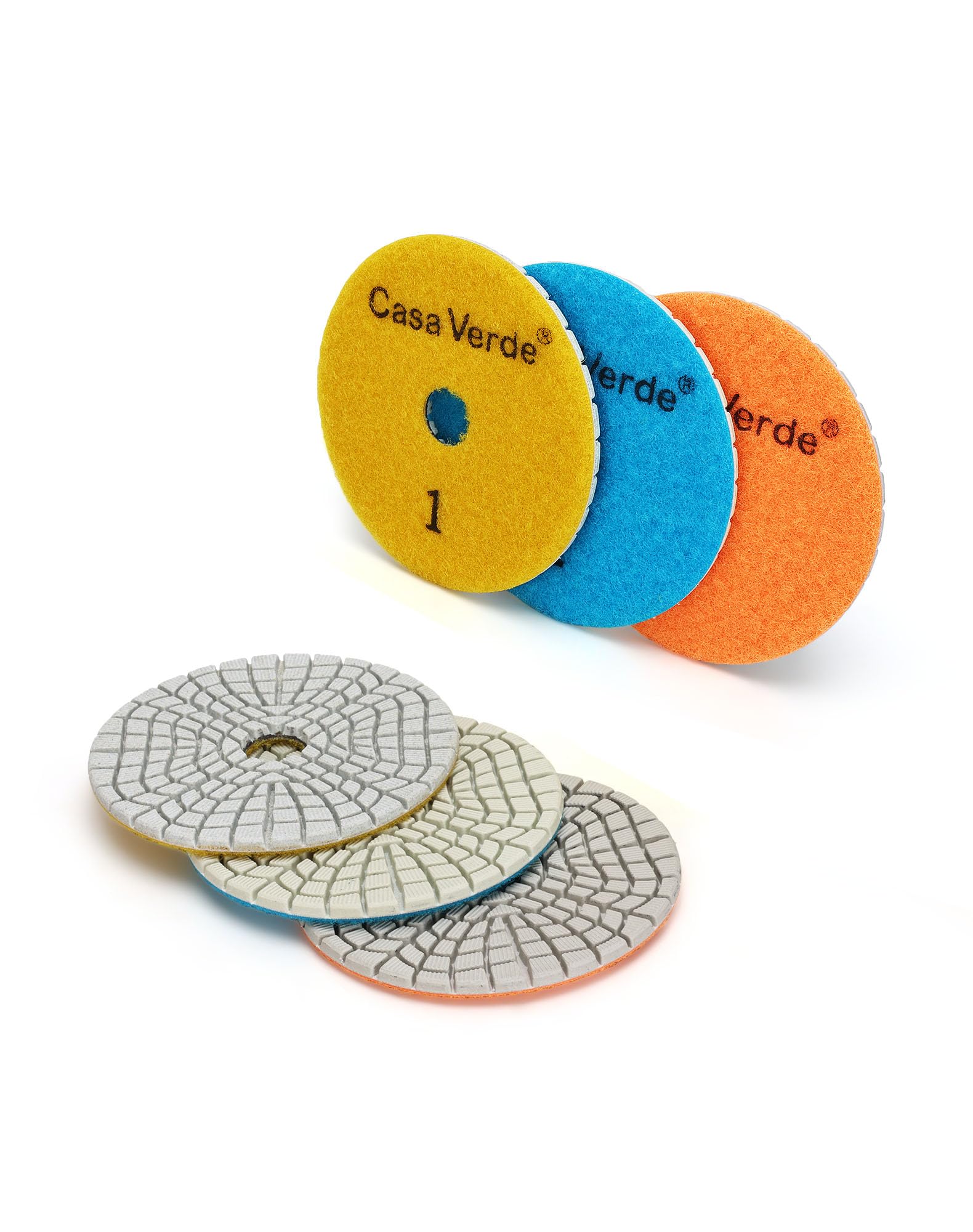 Casaverde 3 Steps Polishing Diamond Pads，100mm Diamond Wet Polishing Pads for Granite Marble Terrazzo Quartz Engineered Stone