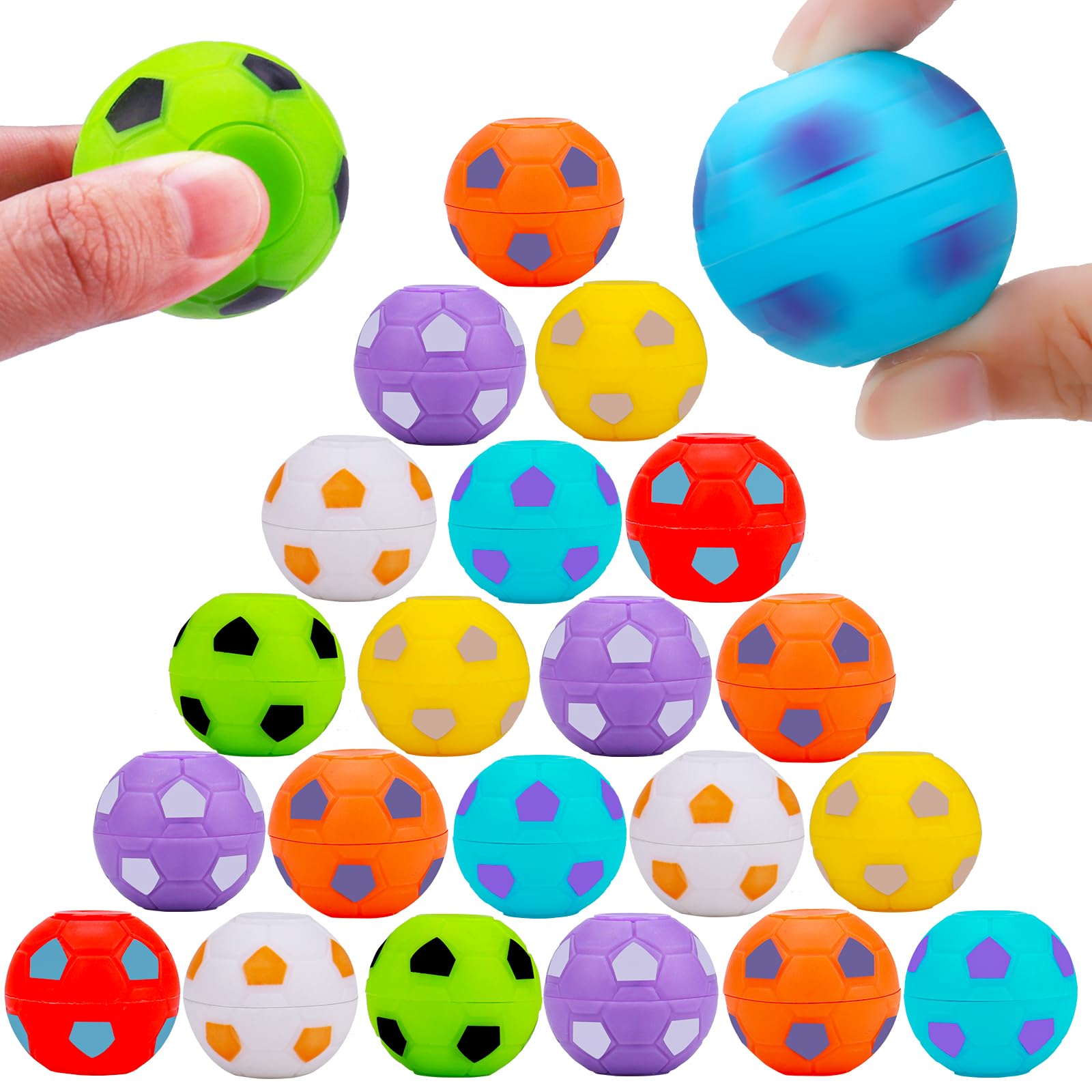 32PCS Fidget Spinner Soccer Balls Sports Birthday Party Favors Bulk for Kids 4-8 8-12 Goodie Treat Bag Stuffers Classroom Treasure Box Toys Carnival Prizes Pinata Fillers Mini Return Gifts