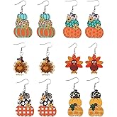 Thanksgiving Fall Earrings for Women,Turkey Pumpkin Acrylic Drop Dangle Earrings Festival Holiday Autumn Festival Holiday Jewelry Gifts