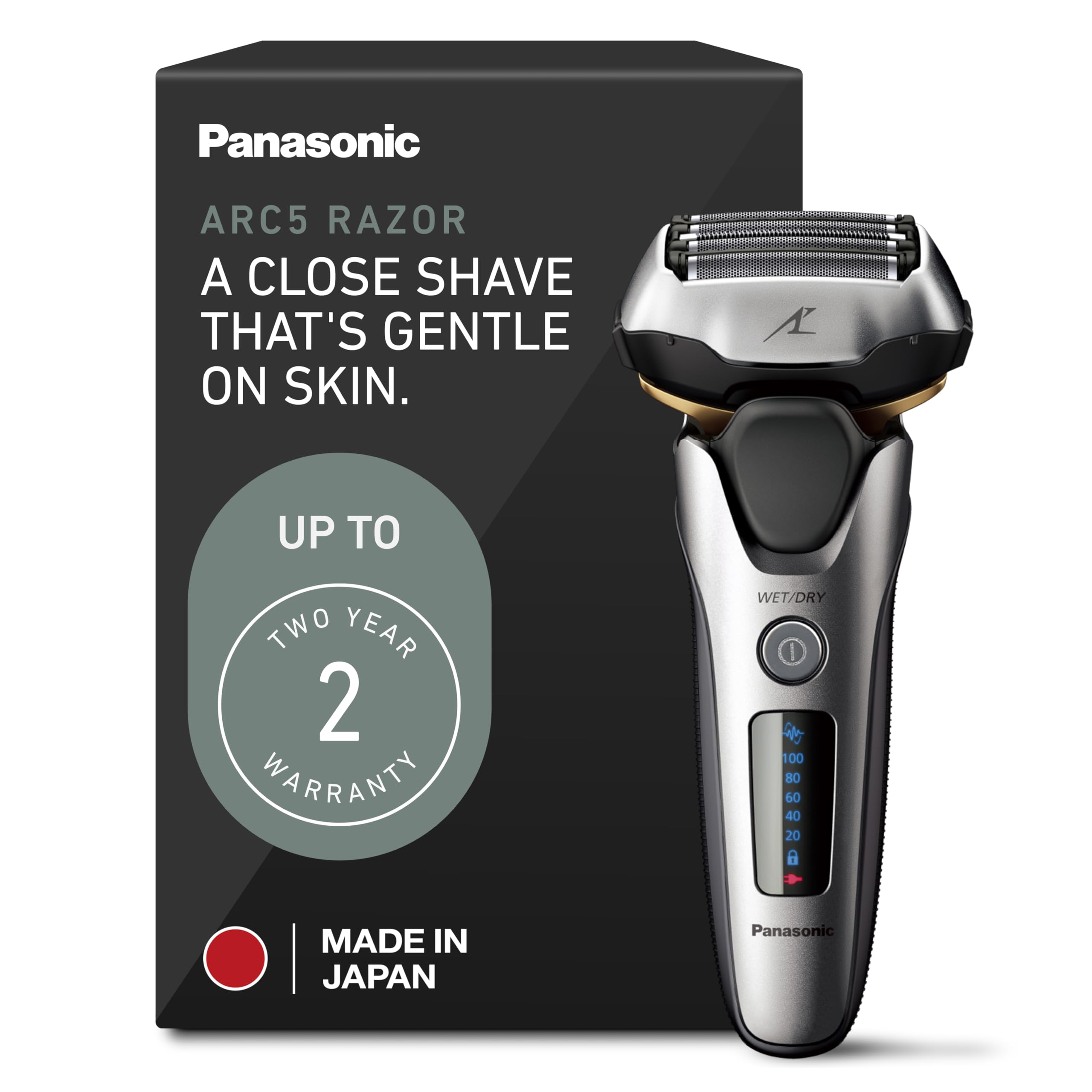 Photo 1 of Panasonic ARC5 Electric Razor for Men with Pop-up Trimmer, Wet Dry 5-Blade Electric Shaver with Intelligent Shave Sensor and 16D Flexible Pivoting Head - ES-ALV6HS (Silver)