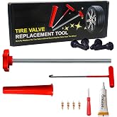 LOGOL Tire Valve Stem Quick Replacement Tool Kit（51025） | Valve Stem Installation Tool for Cars, Trucks,ATVs,etc. with 4PCS TR413 Valve Stems.