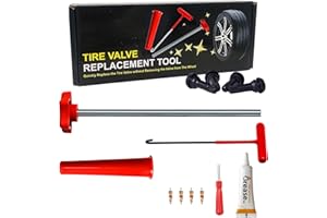 LOGOL Tire Valve Stem Quick Replacement Tool Kit（51025）, Valve Stem Installation Tool for Cars, Trucks,ATVs,etc. with 4PCS TR413 Valve Stems.