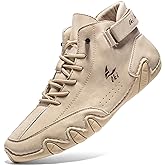 DEVILEYEZE Men's Casual Ltalian Handmade High Top high boots Leather Outdoor Walking Sneakers Slip-on Lightweight Non-Slip Waterproof Driving Chukka Boots