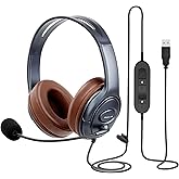 EMAIKER Noise Canceling USB Headphones with Microphone & in-Line Controls for Dragon Dictation, Over Ear PC Headphones for Office Work from Home Skype Teams Zoom Meeting WebEx Softphone