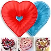 Palksky Heart Shaped Novelty Cake Pans, 2PCS 9 Inch Heart Flut Cake Molds, Silicone Molds for Baking Bundt Cake Nonstick, Heart Baking Pan for Valentine'S Day, Wedding